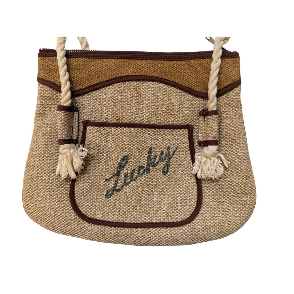Lucky‎ Brand Tote Bag Canvas Rope Handle Women Boho Purse Coastal Straw Nautical - Picture 2 of 6